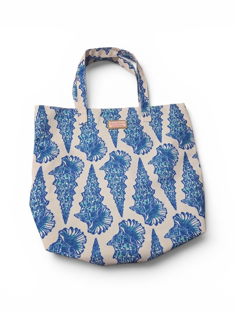LILLY Puliter Blue Shell-Print Canvas Tote Bag by Estee Lauder